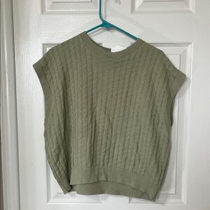 Zara Textured Knit Vest in Sage Green